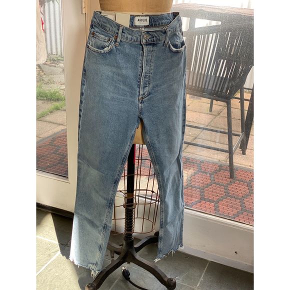 Agolde Denim - NWT Agolde Nico High Rise Slim Fit Denim Button Fly Jeans Size 27 Distressed